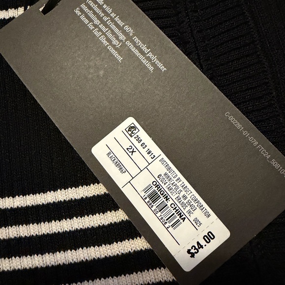 Striped Half-Zip Knit Sweater - Black & White - Picture 4 of 4